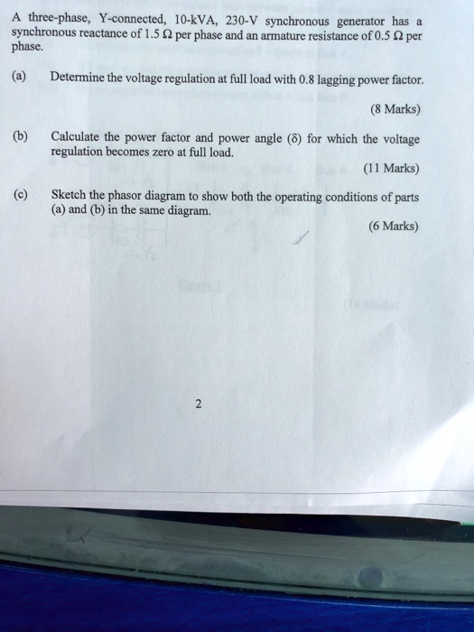SOLVED: A three-phase, Y-connected, 10-kVA, 230-V synchronous generator ...