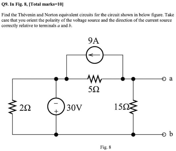 SOLVED: Q9. In Fig: 8, [Total Marks-10] Find The Thevenin And Norton ...