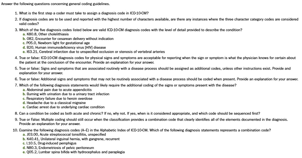 Coding and Billing Question Answer the following questions concerning