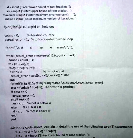 SOLVED Input ('Enter loxer bourid af root bracket input (Enter upper