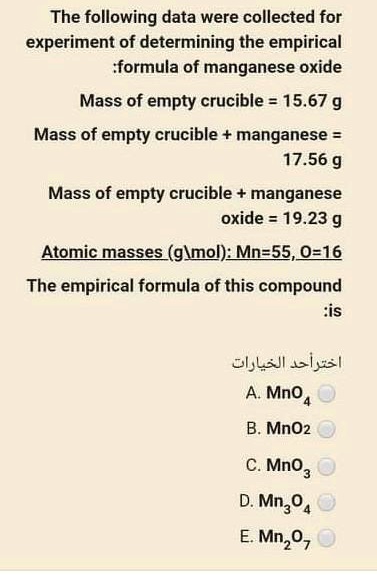 SOLVED:The following data were collected for experiment of determining