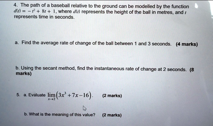 SOLVED: The path of a baseball relative to the ground can be modeled by ...
