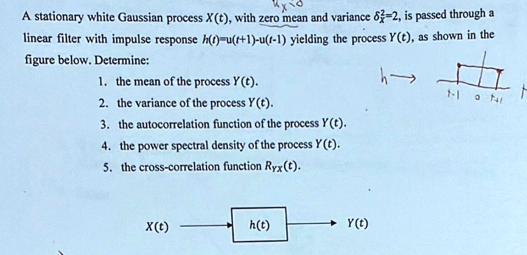 SOLVED: A stationary white Gaussian process x(t), with zero mean and ...