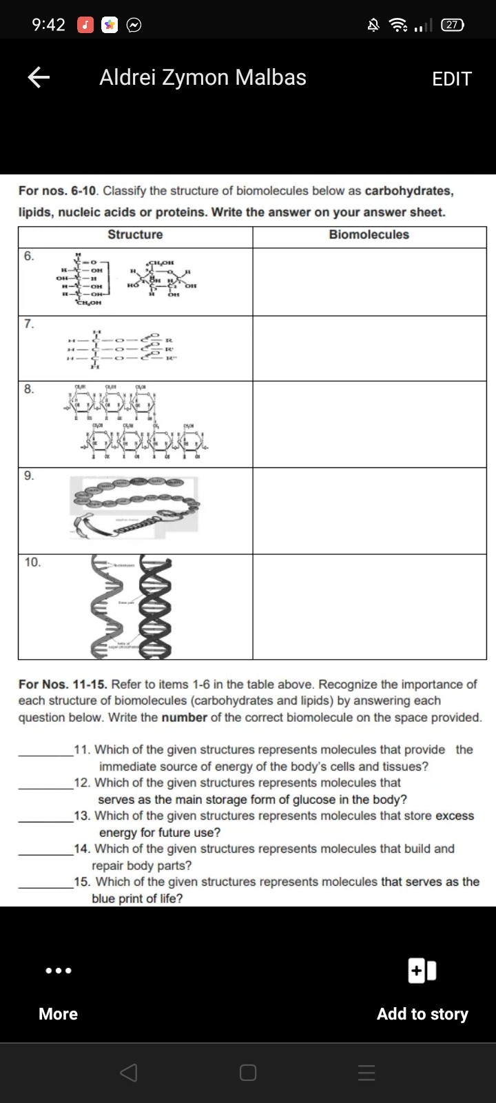 SOLVED 942 δ ? 4. ← Aldrei Zymon Malbas EDIT For nos. 610. Classify