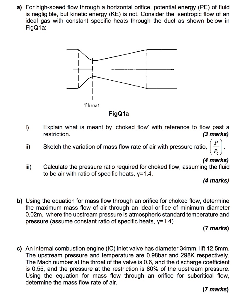 SOLVED For highspeed flow through a horizontal orifice, potential