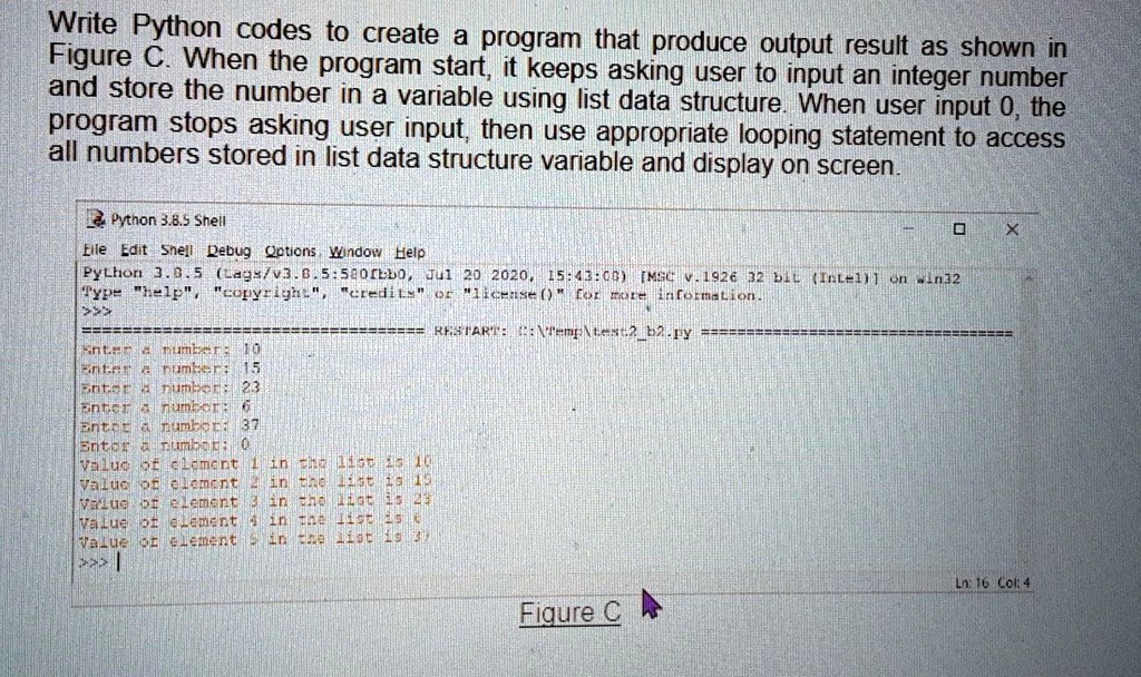 VIDEO solution: Write Python code to create a program that produces the ...