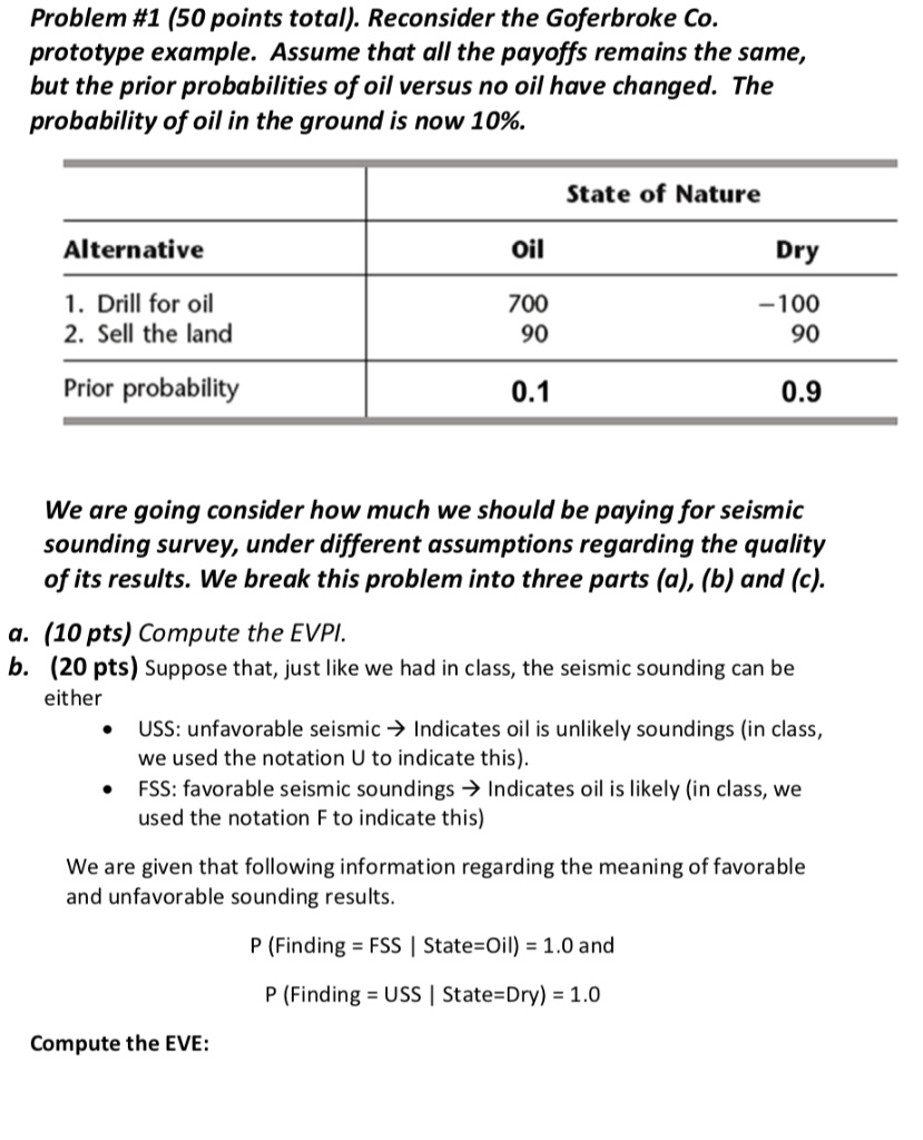 SOLVED: Problem #1 (50 Points Total): Reconsider The Goferbroke Co ...