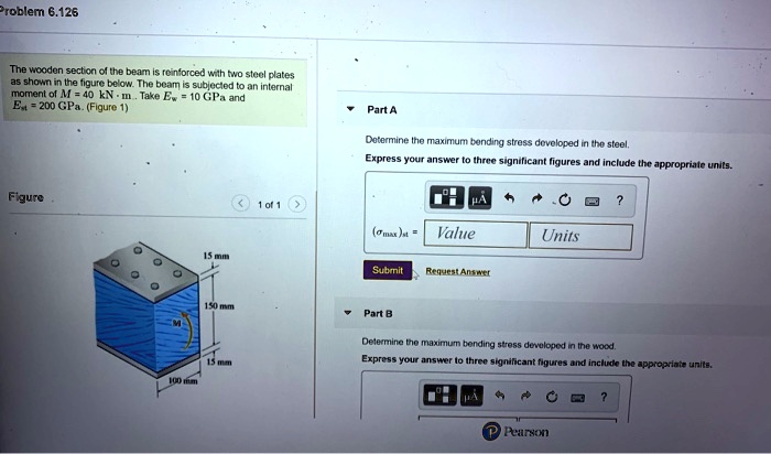 SOLVED: Problem 6.126 The Wooden Section Of The Beam Is Reinforced With ...