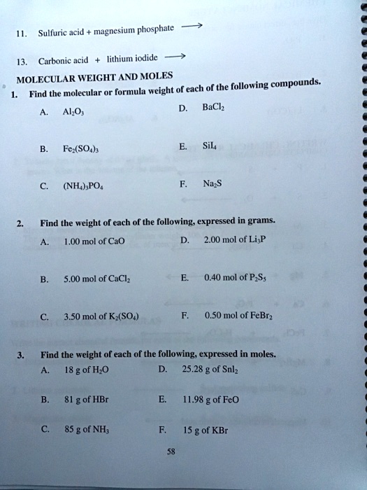 SOLVED Sulfuric acid magnesium phosphate Carbonic acid lithium iodide
