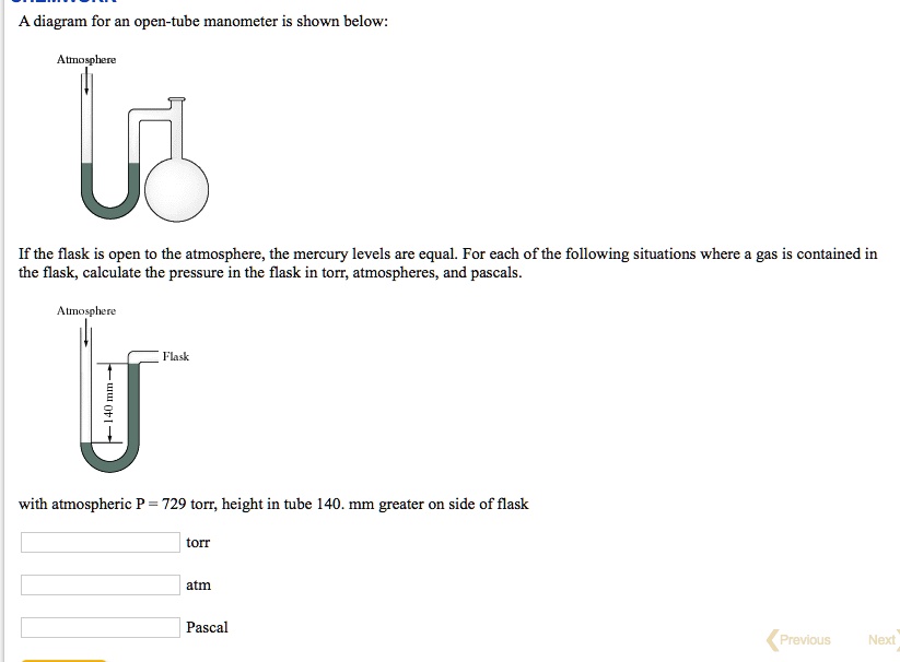 SOLVED: A diagram for an open-tube manometer is shown below: If the ...