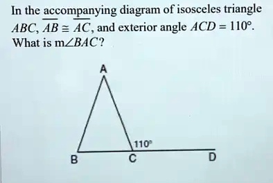 SOLVED: In the accompanying diagram of isosceles triangle ABC, AB = AC ...