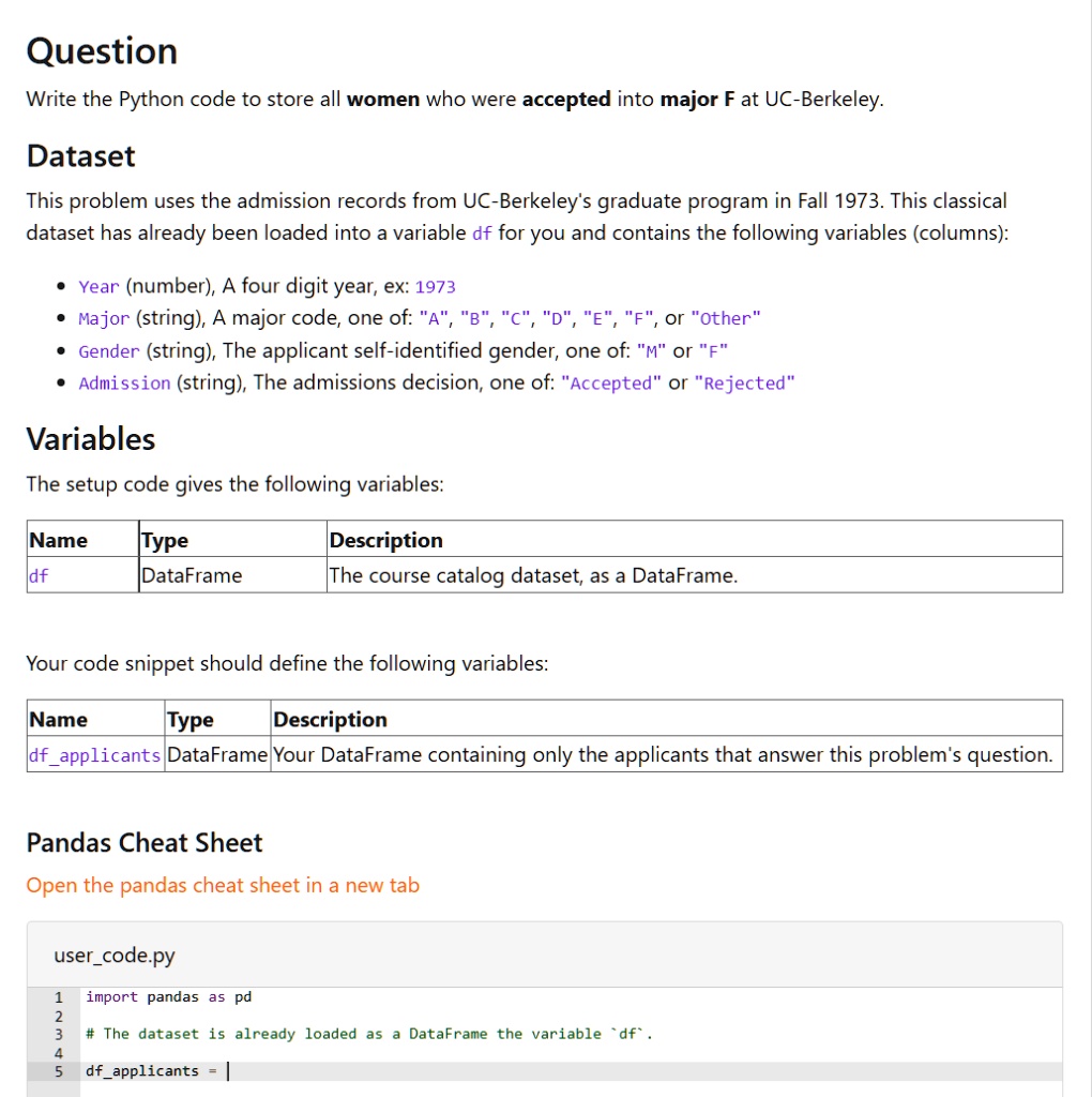 Question Write the Python code to store all women who were...