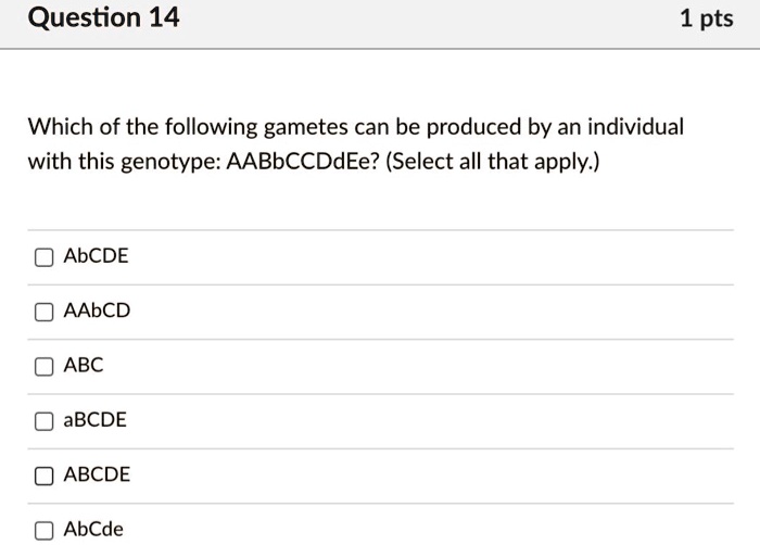 SOLVED Which of the following gametes can be produced by an individual