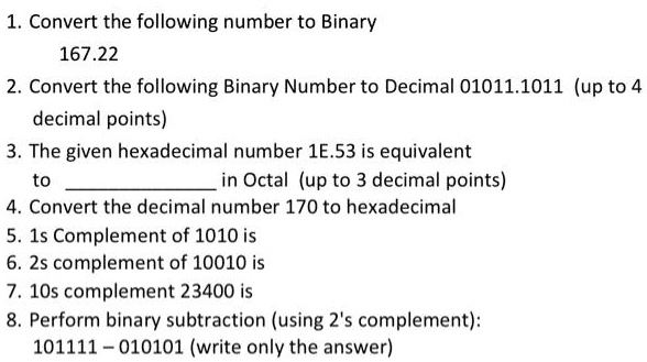 Solved I. Convert binary number to decimal (8 Points) a.