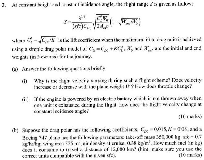 Aircraft Range - Constant Velocity