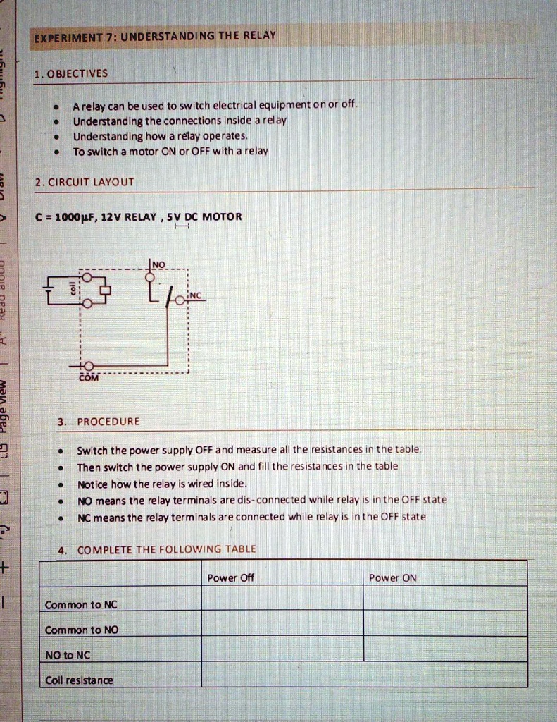 [GET ANSWER] experiment 7 understanding the relay objectives arelay can ...