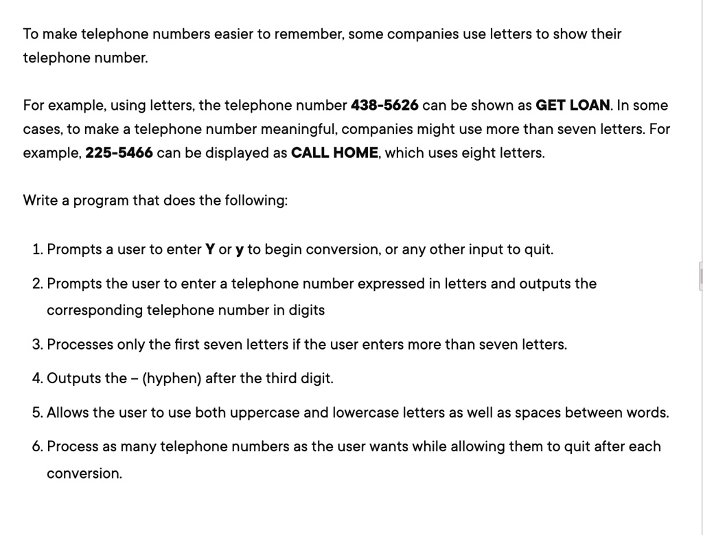 SOLVED Please use C++ To make telephone numbers easier to remember, some companies use letters