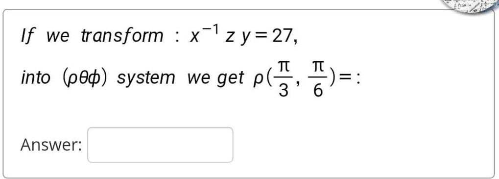if we transform x 1zy27 into pod system we get pt 3 answer 76236