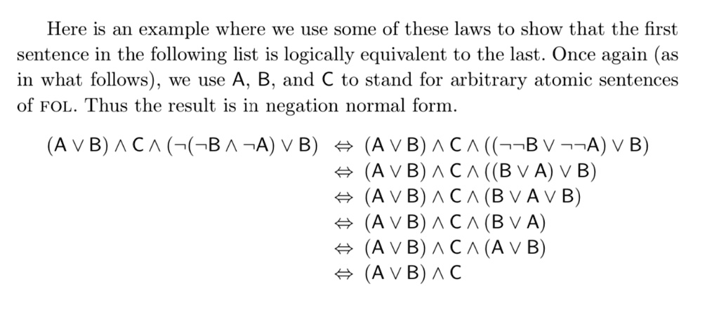 SOLVED: Here Is An Example Where We Use Some Of These Laws To Show That ...