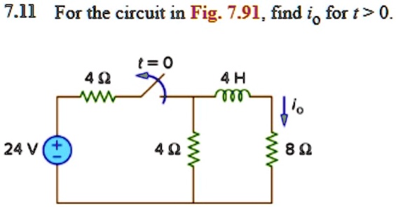 7.11 For the circuit in Fig. 7.91, find io for t > 0.