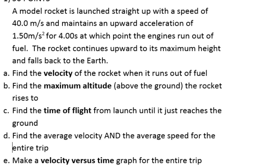 A model rocket is launched straight up with a speed o… SolvedLib