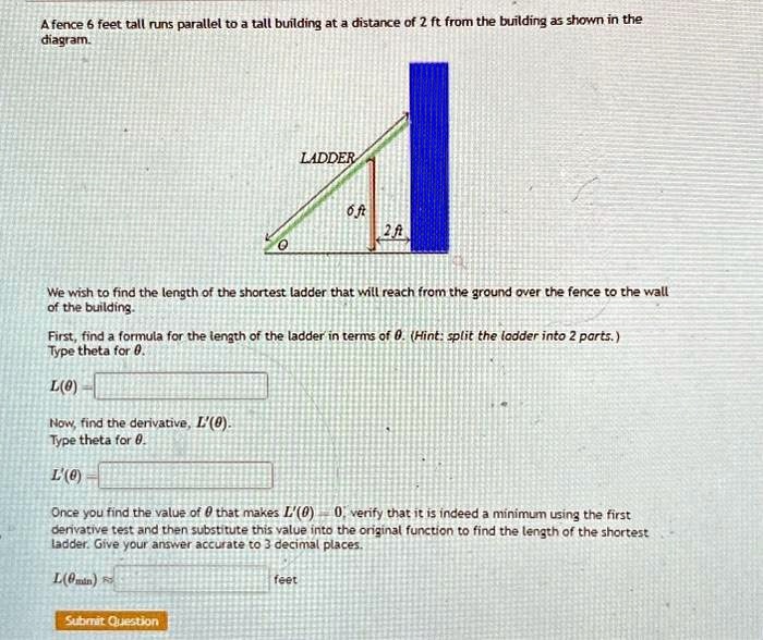 SOLVED A fence 6 feet tall runs parallel to a tall building at a