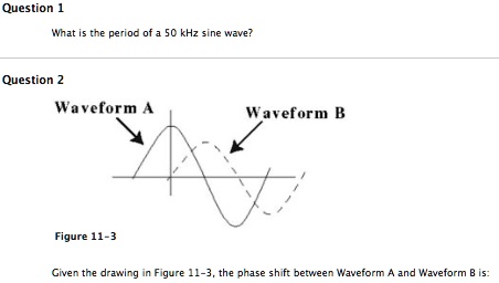 SOLVED: What is the period of a 50 kHz sine wave? Question 2: Waveform ...