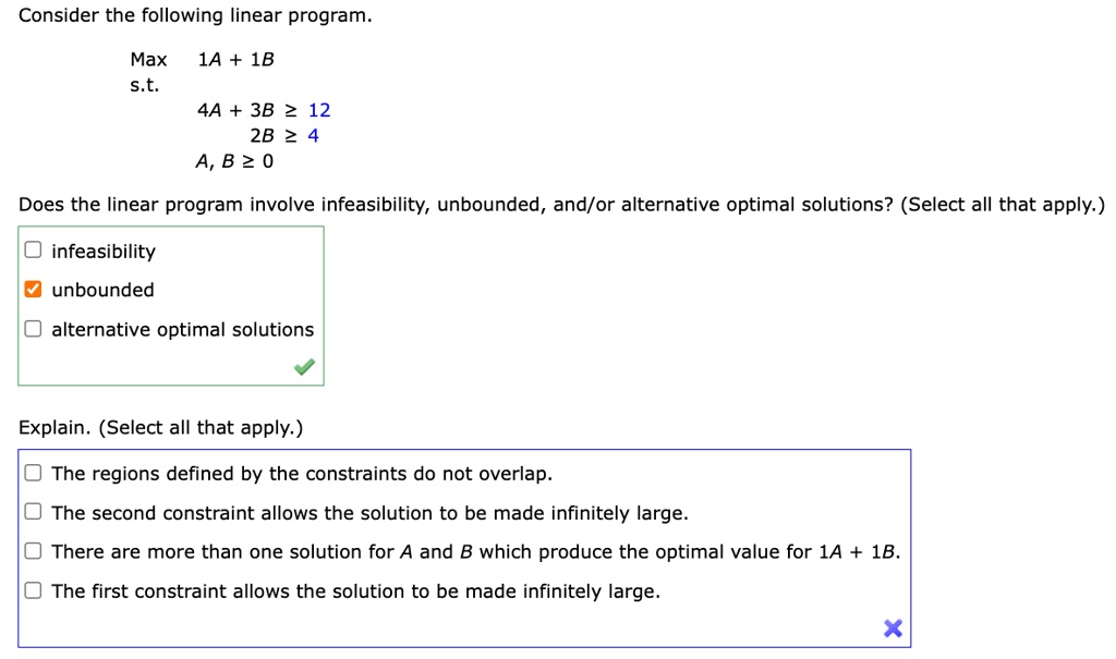 SOLVED: Consider the following linear program. Max 1A + 1B s.t. 4A + 3B ...