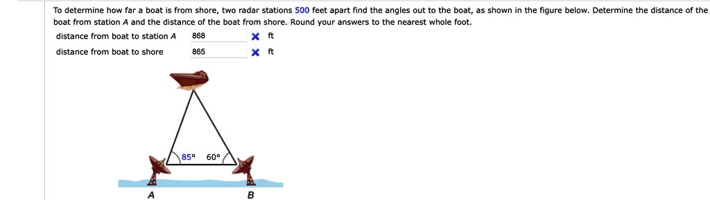 SOLVED To determine how far boat from shore radar stations 500