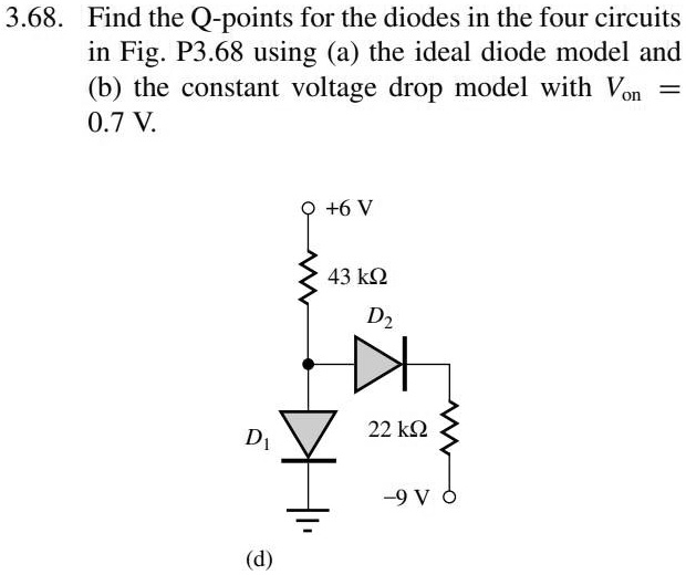 Find the Qpoints for the diodes in the four circuits in Fig.P3.68