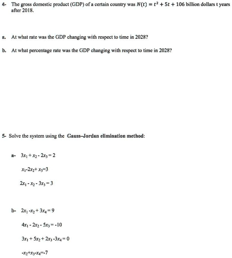 SOLVED: The gross domestic product (GDP) of a certain country was N(t ...