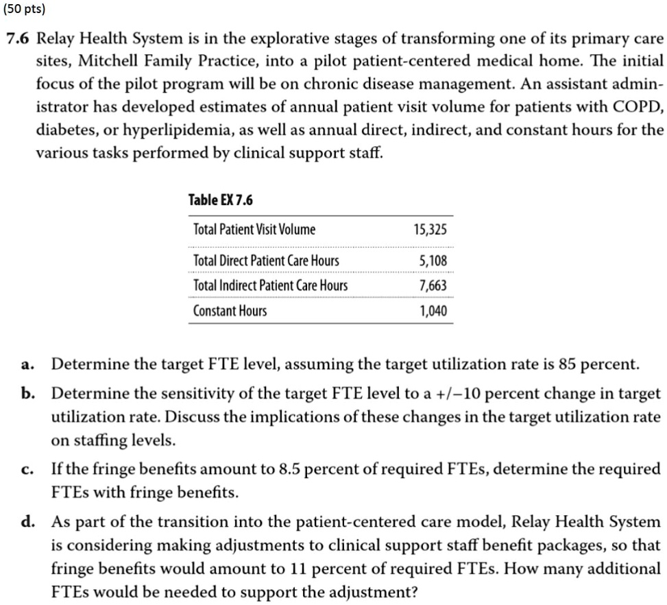 SOLVED 7.6 Relay Health System is in the exploratory stages of