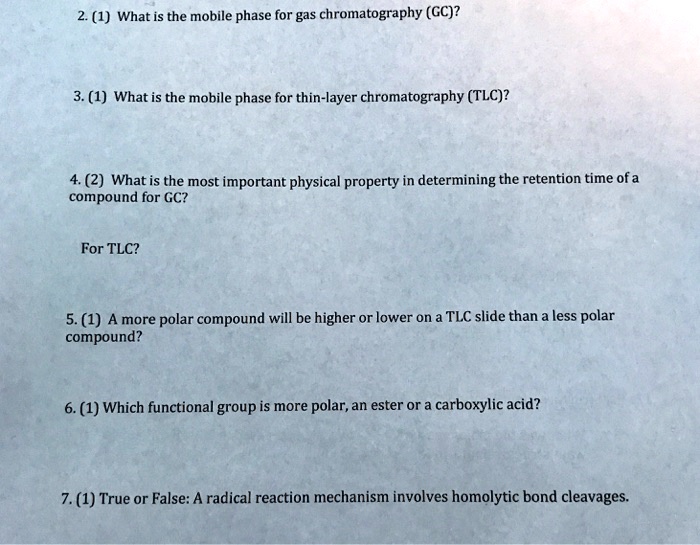 SOLVED 2. (1) What is the mobile phase for gas chromatography (GC)? 3.(1) What is the mobile
