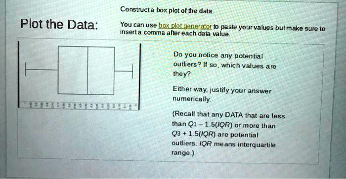 Construct a box plot of the data. You can use boxplot() function to ...