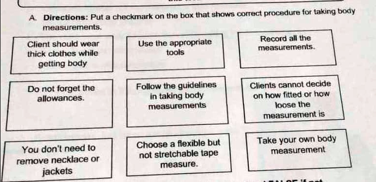 Check Mark Measure SOLVED: Put a checkmark on the box that shows the correct procedure for ...
