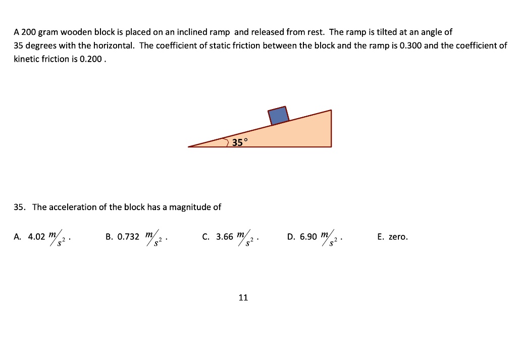 SOLVED: A 200 gram wooden block is placed on an inclined ramp and ...