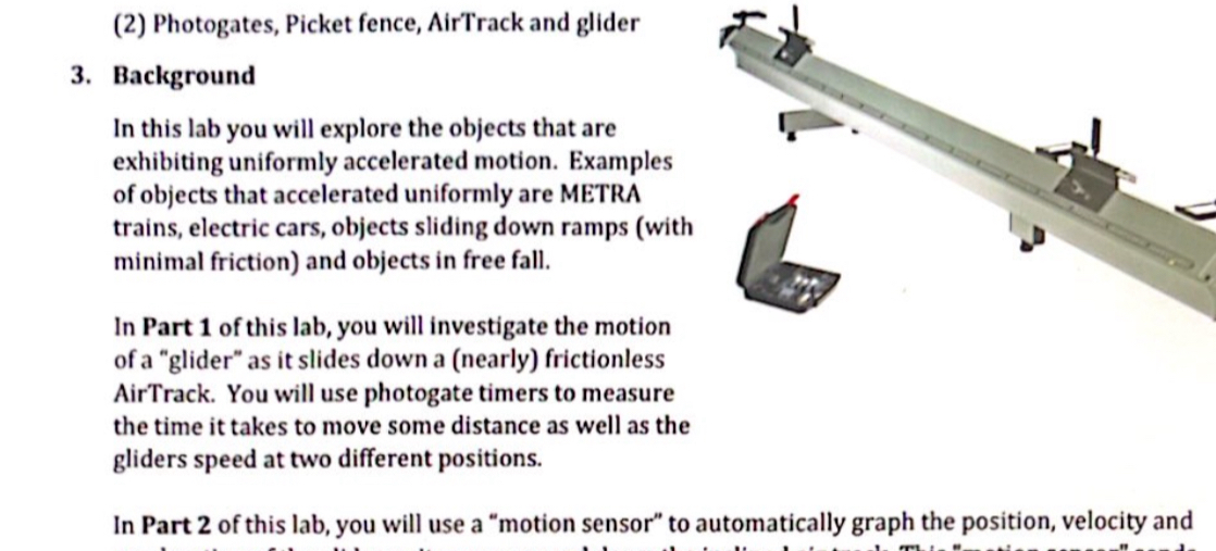 SOLVED (2) Photogates, Picket fence, AirTrack and glider 3. Background