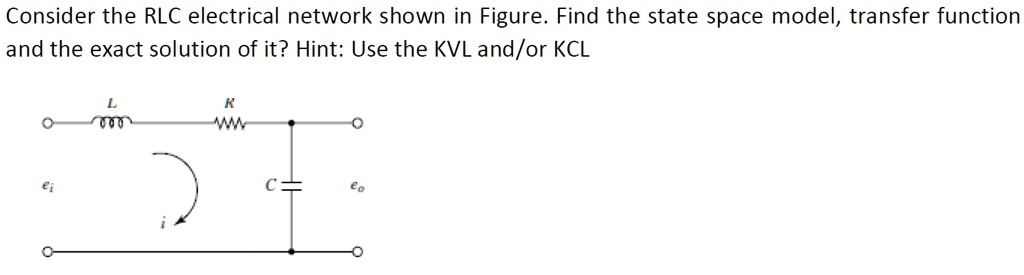 Consider the RLC electrical network shown in Figure. Find the state ...