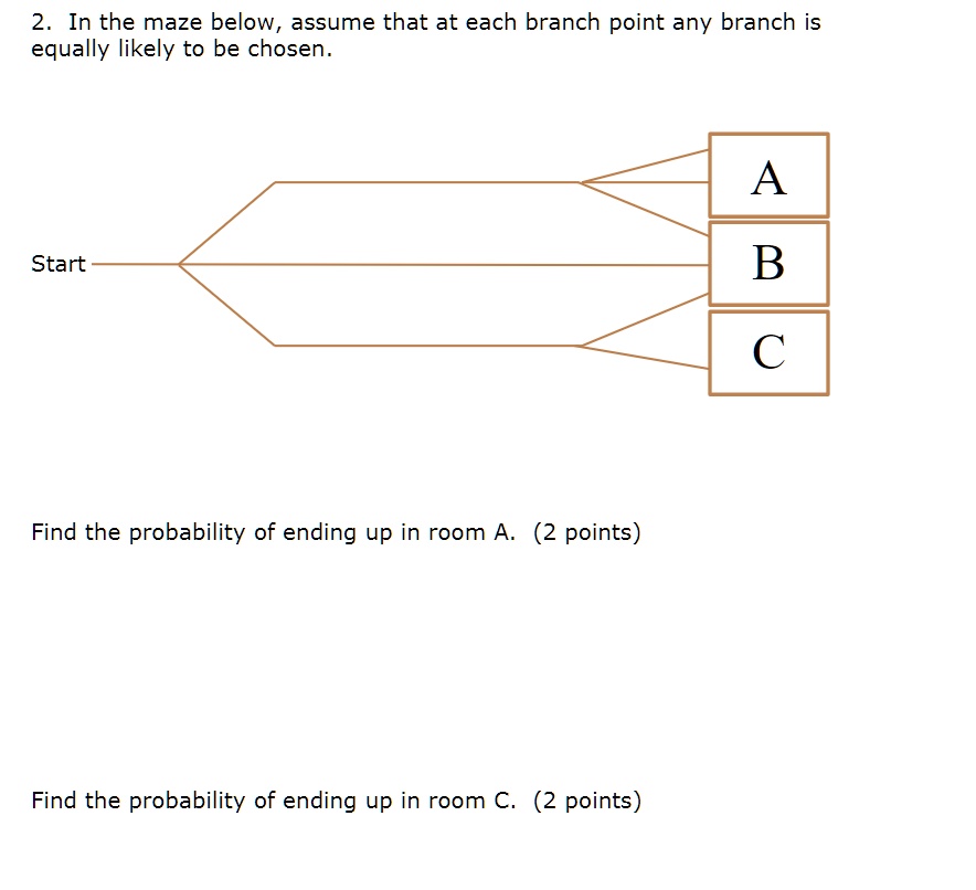 SOLVED: In the maze below, assume that at each branch point any branch ...