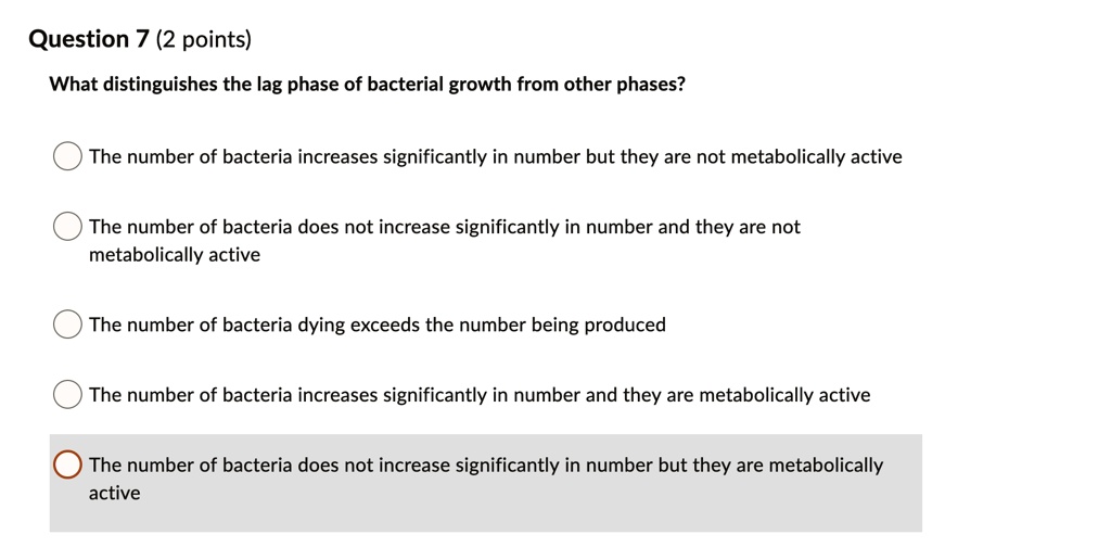 Video Solution: Question 7 (2 Points) What Distinguishes The Lag Phase 