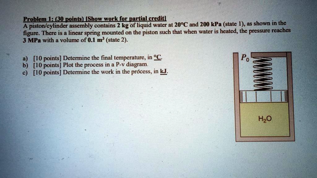 SOLVED Problem 1 (30 points) [Show work for partial credit] A piston