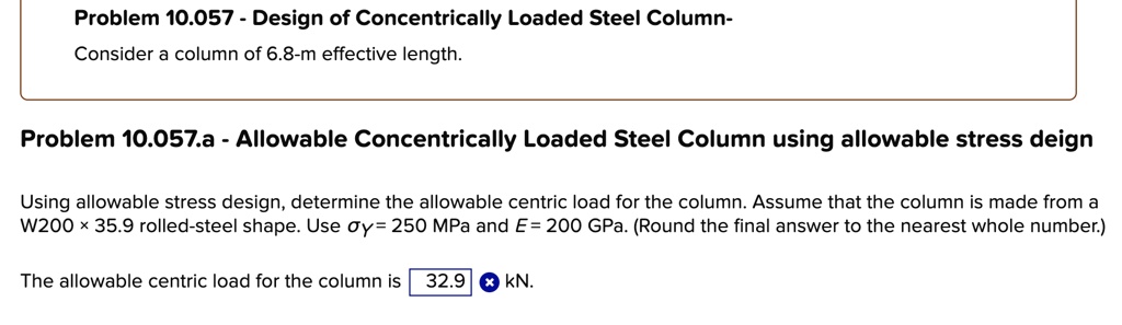 Solved Problem Design Of Concentrically Loaded Steel Column