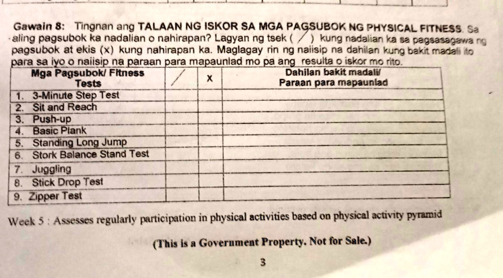 SOLVED: 7 Gawain 8: Tingnan Ang TALAAN NG ISKOR SA MGA PAGSUBOK NG ...