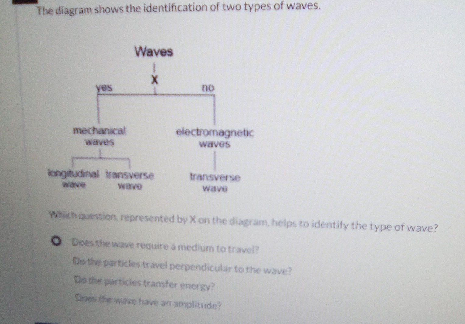 SOLVED The diagram shows the identification of two types of waves