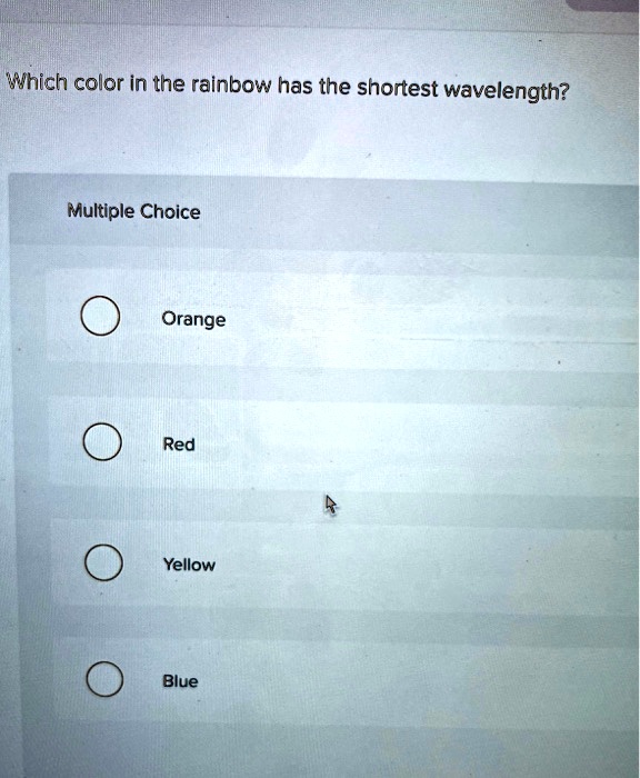 which-of-the-following-colors-has-the-shortest-wavelength