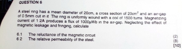 SOLVED: A steel ring has a mean diameter of 20 cm, a cross section of ...
