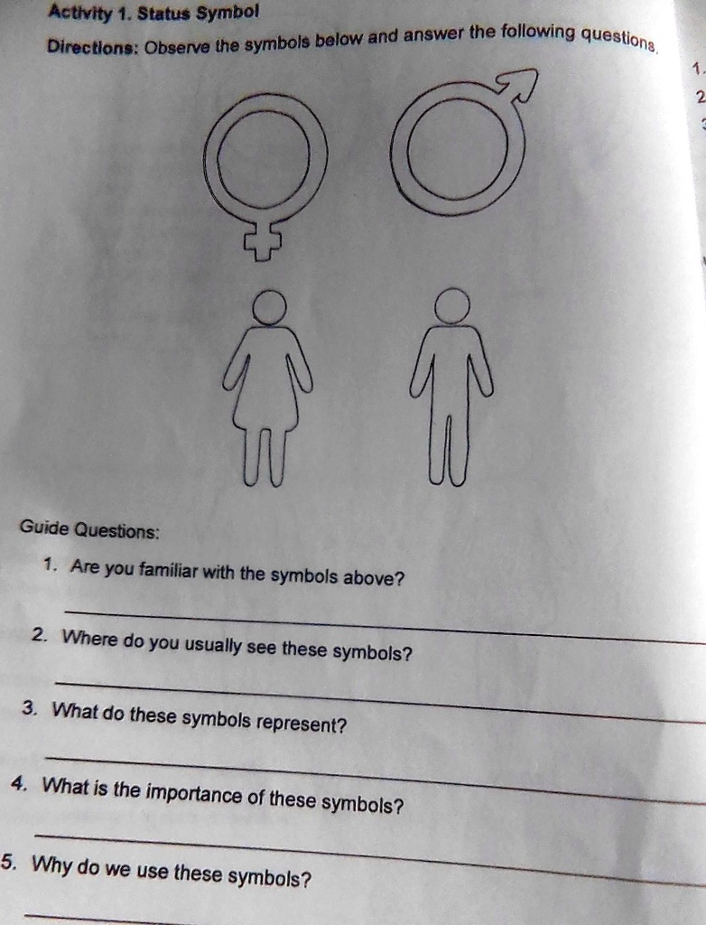 SOLVED: Guide Questions: 1. Are you familiar with the symbols above? 2 ...