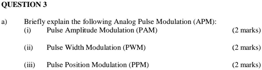 SOLVED QUESTION 3 a Briefly explain the following Analog Pulse