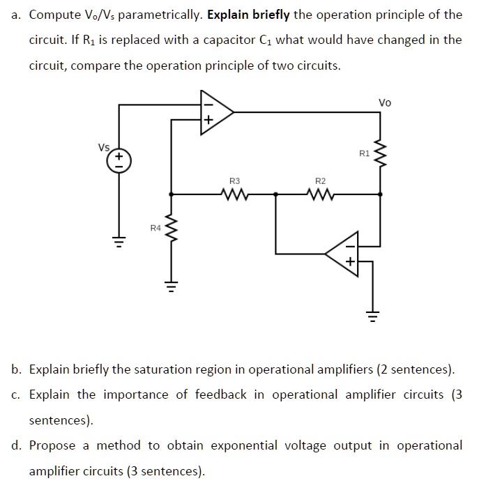 SOLVED a. Compute V/Vs parametrically. Explain briefly the operational