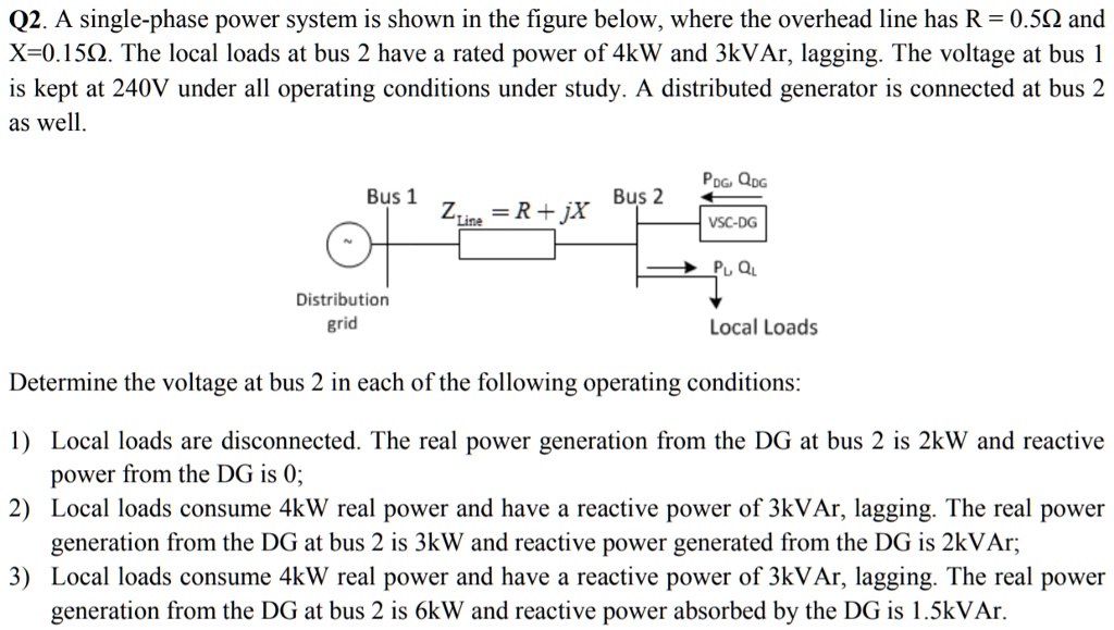 SOLVED: Q2. A single-phase power system is shown in the figure below ...
